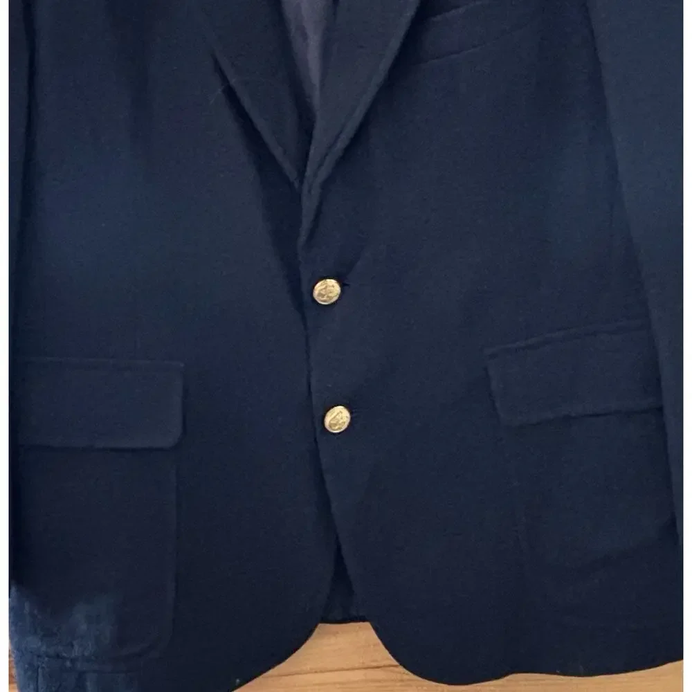 VTG Chaps Ralph Lauren Men’s Navy Blazer USA Union Made Wool Preppy Classic